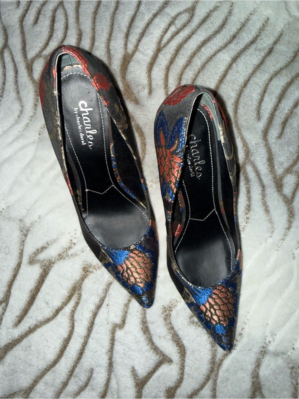 Charles David Multicolor Floral Brocade Pointed-Toe Pumps - Picture 2 of 4